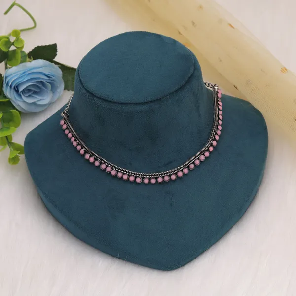 Light_Pink_Color_Oxidised_Necklace_for_Women_&_Girls_|_Traditional_Silver-Plated_Glass_Stone_Necklace
