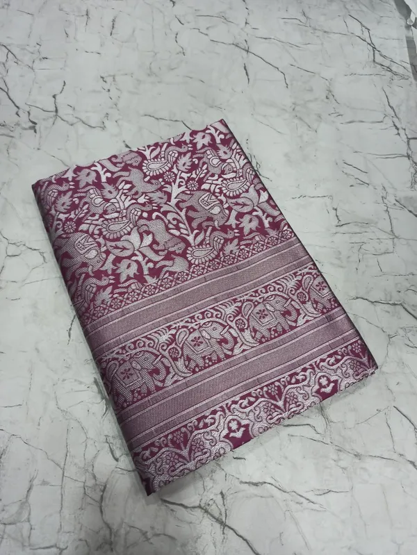 Maroon_Soft_Lichi_Silk_Saree_with_Floral_Jacquard_Woven_Design_&_Rich_Zari_Border