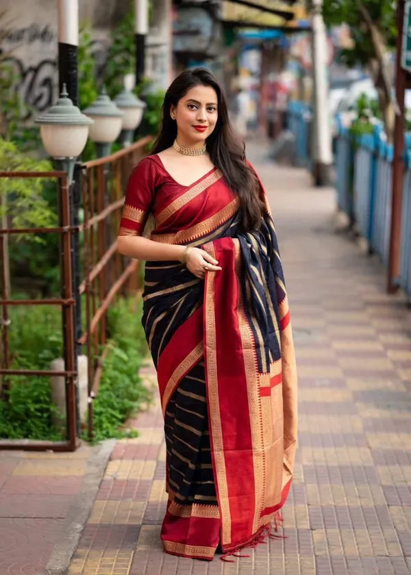 Maroon_&_Black_Royal_Jacquard_Silk_Saree