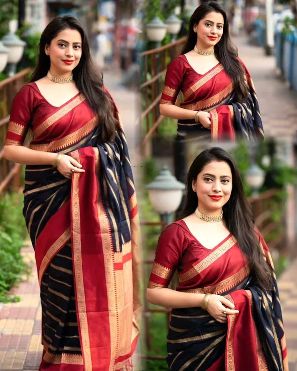 Maroon_&_Black_Royal_Jacquard_Silk_Saree