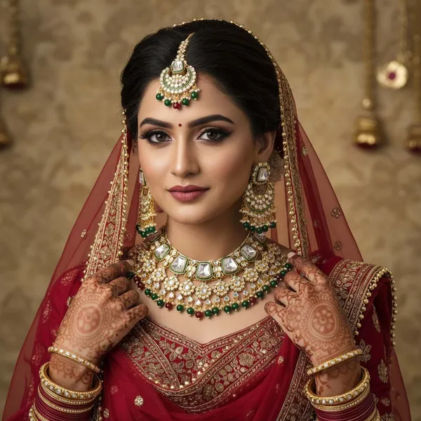 Maroon_&_Green_Kundan_Bridal_Necklace_Set_with_Maang_Tikka_&_Jhumka_Earrings_|_Gold_Plated_Traditional_Wedding_Jewellery