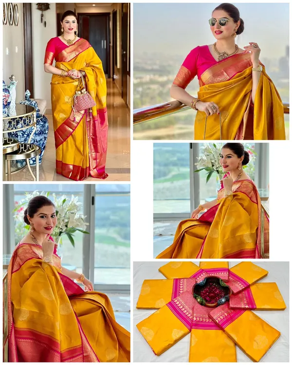Mustard_Yellow_Soft_Lichi_Silk_Saree_with_Rich_Pink_Jacquard_Pallu_&_Designer_Border