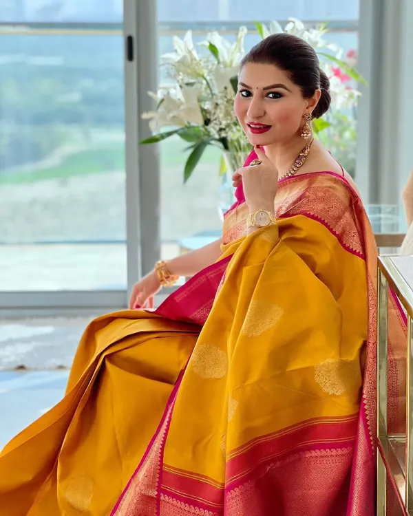 Mustard_Yellow_Soft_Lichi_Silk_Saree_with_Rich_Pink_Jacquard_Pallu_&_Designer_Border