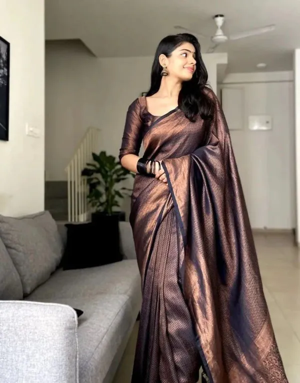 Navy_Blue_Soft_Lichi_Silk_Saree_with_Rich_All-Over_Jacquard_Work