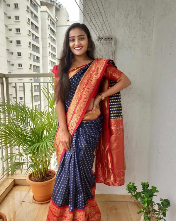 Navy_Blue_Soft_Lichi_Silk_Saree_with_Rich_Red_Jacquard_Border