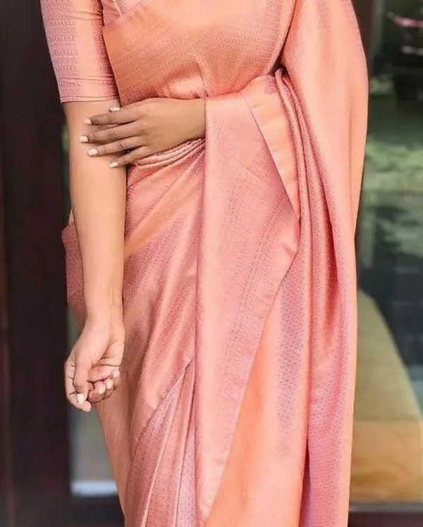 Peach_Soft_Lichi_Silk_Saree_with_Jacquard_Pallu_&_Border
