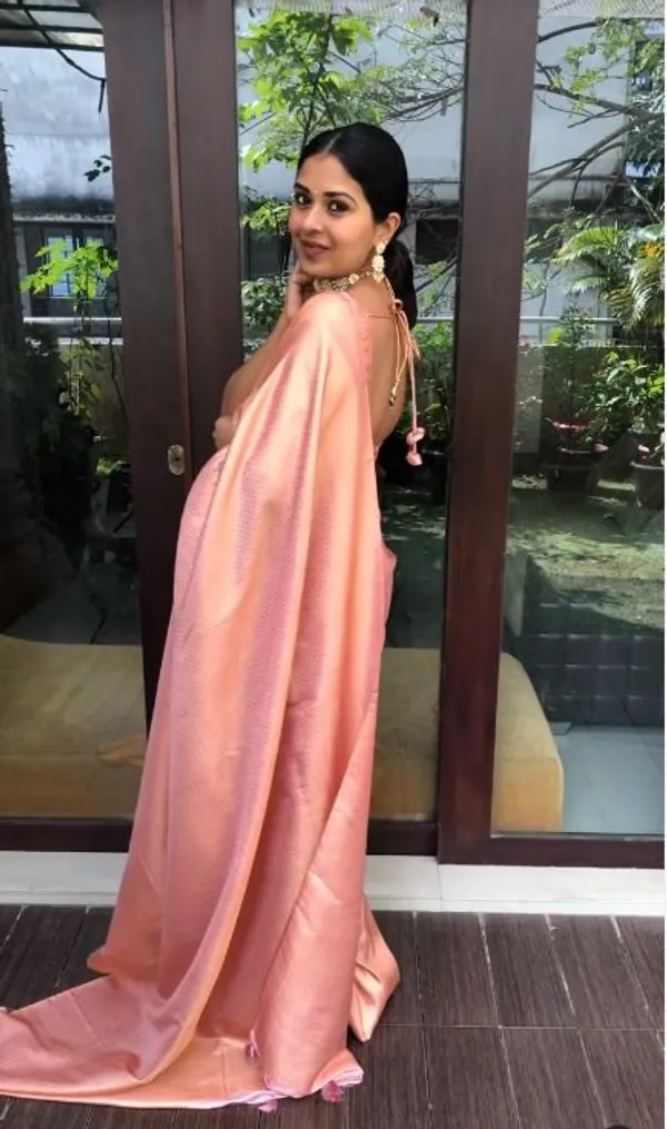 Peach_Soft_Lichi_Silk_Saree_with_Rich_Jacquard_Work