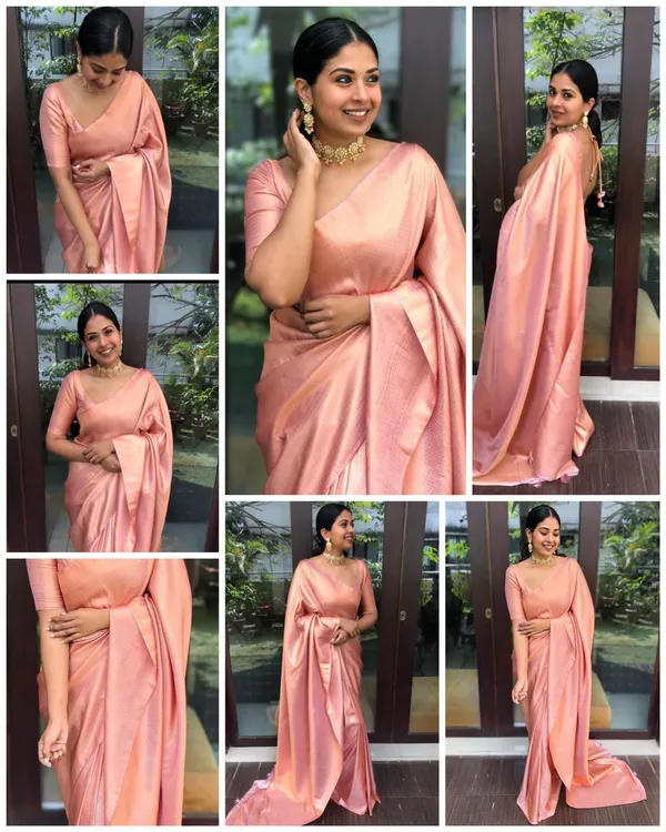 Peach_Soft_Lichi_Silk_Saree_with_Rich_Jacquard_Work