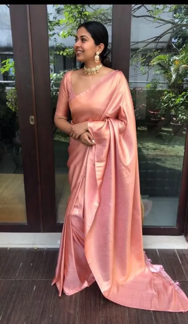 Peach_Soft_Lichi_Silk_Saree_with_Rich_Jacquard_Work