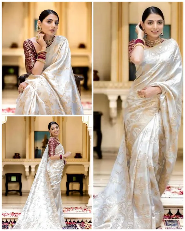 Pearl_White_Soft_Silk_Saree_with_Gold_Floral_Jacquard_Weaving_&_Designer_Border