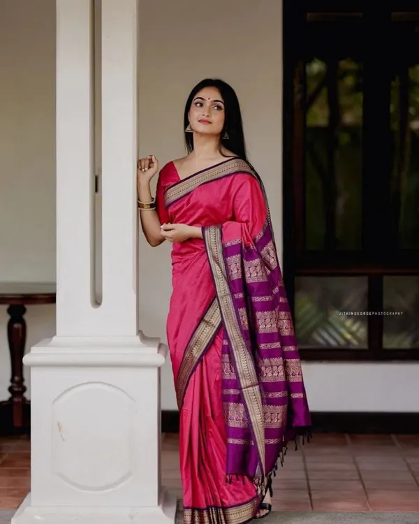 Pink_Soft_Lichi_Silk_Saree_with_Purple_Rich_Pallu_&_Jacquard_Border