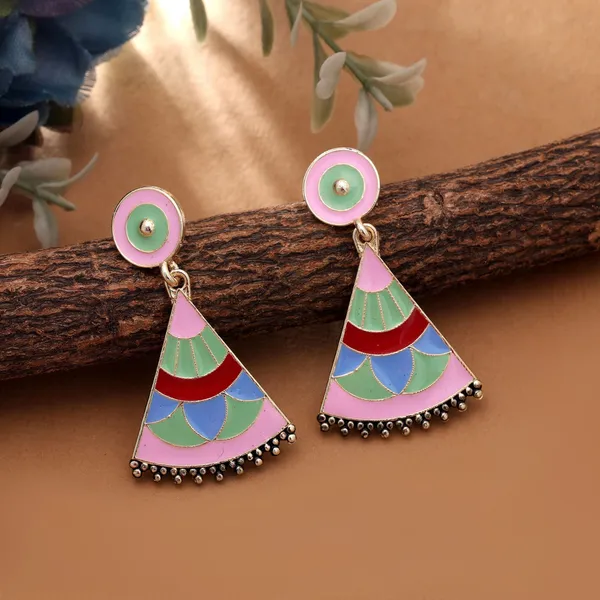 Pink_&_Green_Meenakari_Dangle_Earrings_|_Stylish_Ethnic_Party_Wear_Jewellery