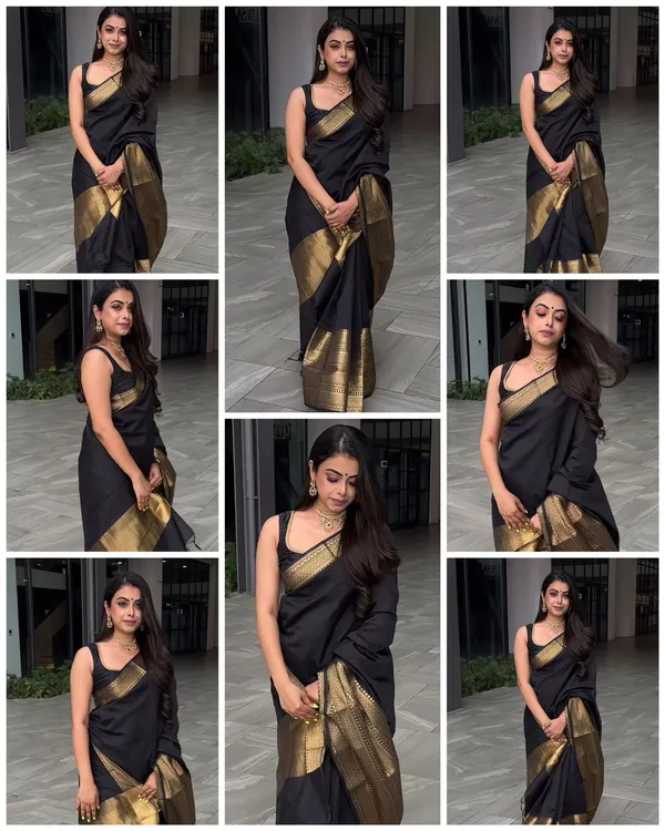Premium_Black_Soft_Lichi_Silk_Saree_with_Rich_Golden_Zari_Border