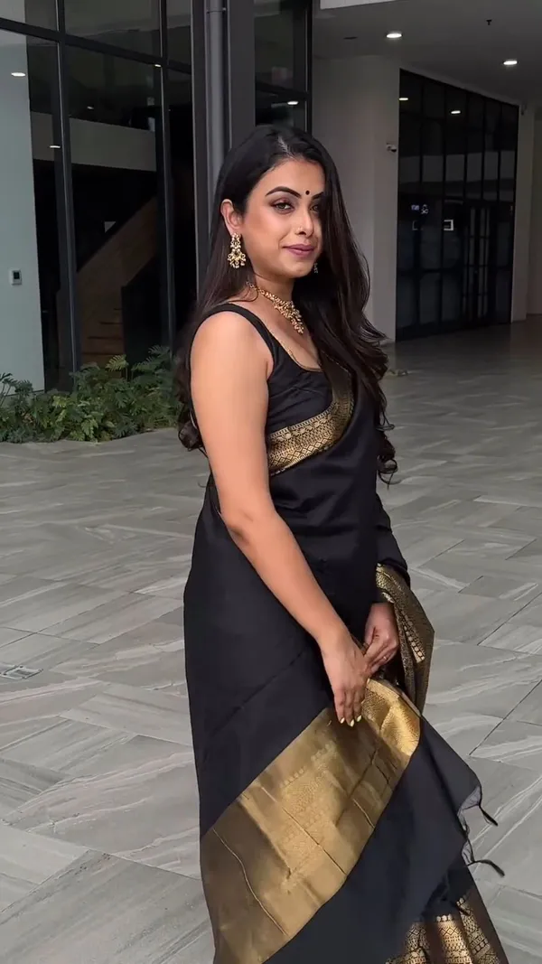Premium_Black_Soft_Lichi_Silk_Saree_with_Rich_Golden_Zari_Border