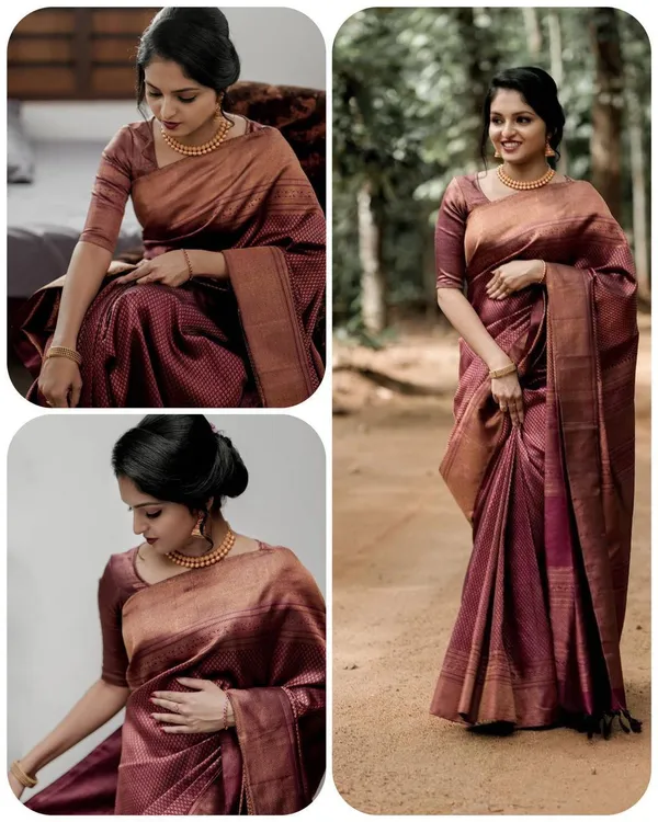 Premium_Maroon_Soft_Lichi_Silk_Jacquard_Woven_Saree