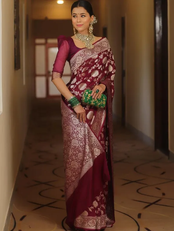 Premium_Maroon_Soft_Lichi_Silk_Saree_with_Rich_Floral_Jacquard_Weaving,_Designer_Pallu_&_Zari_Border