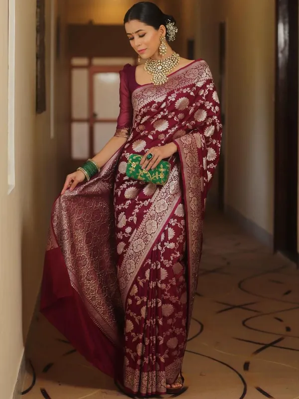 Premium_Maroon_Soft_Lichi_Silk_Saree_with_Rich_Floral_Jacquard_Weaving,_Designer_Pallu_&_Zari_Border