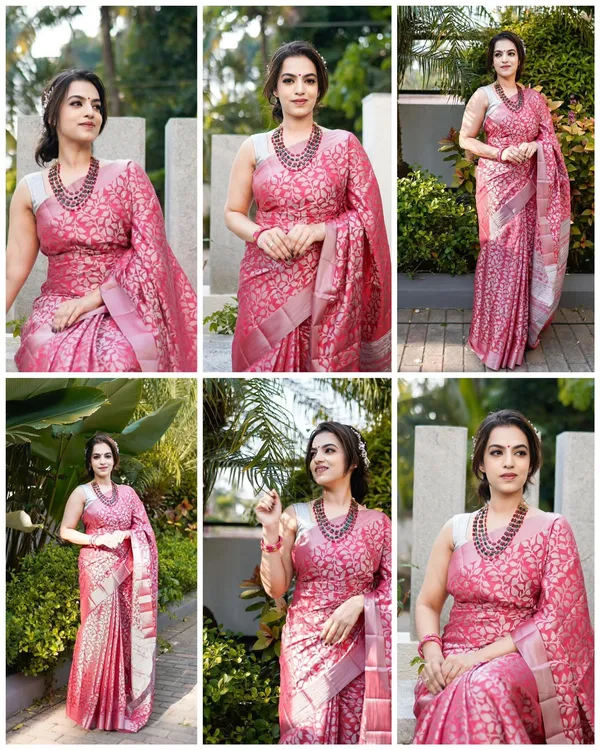 Premium_Pink_Soft_Lichi_Silk_Floral_Jacquard_Saree