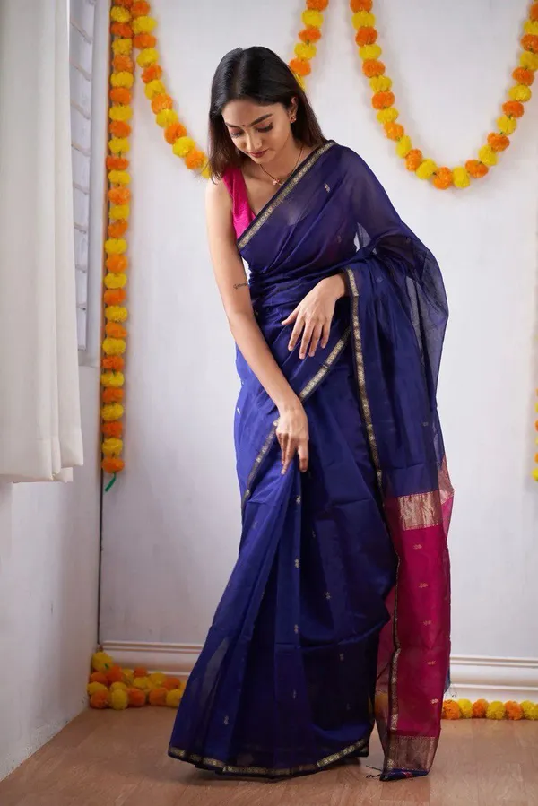 Premium_Soft_Lichi_Silk_Navy_Blue_&_Rani_Pink_Saree_with_Rich_Pallu_&_Jacquard_Border