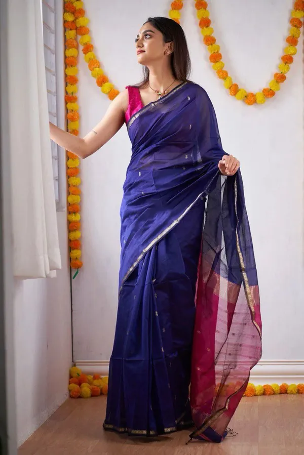 Premium_Soft_Lichi_Silk_Navy_Blue_&_Rani_Pink_Saree_with_Rich_Pallu_&_Jacquard_Border