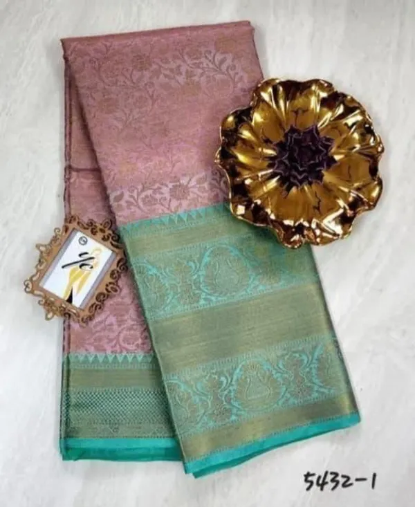 Premium_Soft_Lichi_Silk_Pink_&_Mint_Green_Jacquard_Saree_with_Rich_Zari_Border