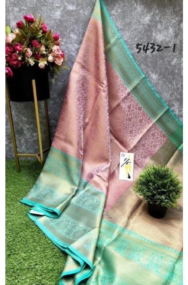 Premium_Soft_Lichi_Silk_Pink_&_Mint_Green_Jacquard_Saree_with_Rich_Zari_Border