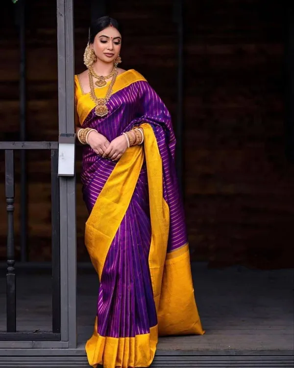 Premium_Soft_Lichi_Silk_Purple_&_Mustard_Yellow_Jacquard_Saree