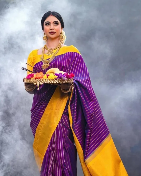 Premium_Soft_Lichi_Silk_Purple_&_Mustard_Yellow_Jacquard_Saree