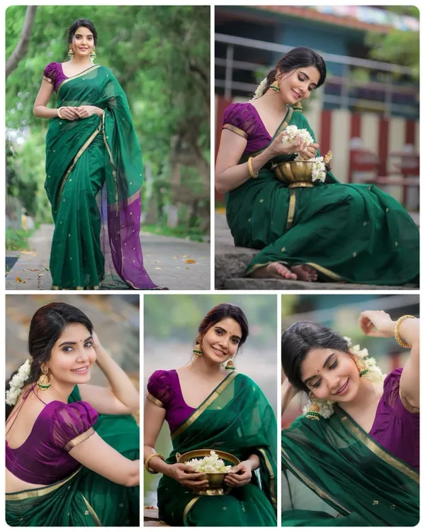 Premium_Soft_Lichi_Silk_Saree_in_Bottle_Green_with_Rich_Jacquard_Weaving_&_Exclusive_Zari_Border