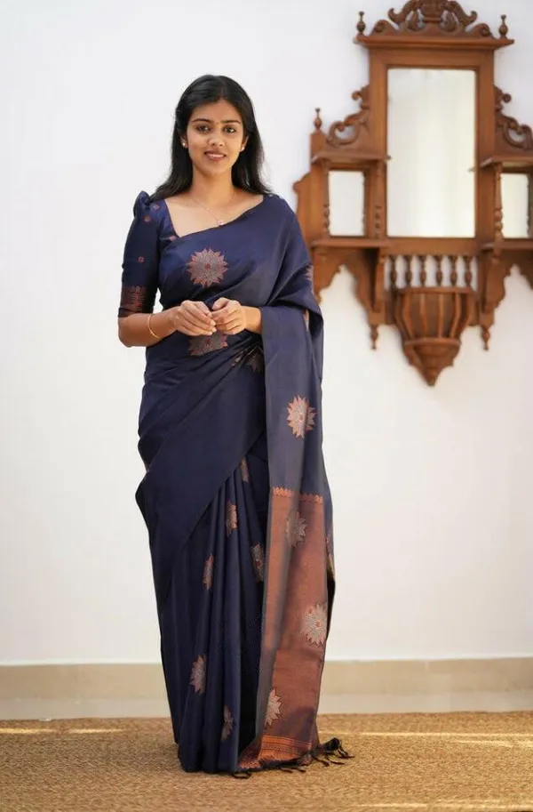 Premium_Soft_Lichi_Silk_Saree_with_Jacquard_Floral_Motifs,_Rich_Pallu_&_Zhalar_–_Navy_Blue