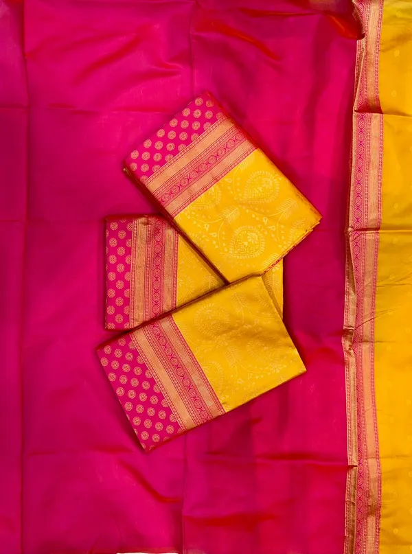 Premium_Soft_Lichi_Silk_Saree_with_Rich_Jacquard_Pallu_&_Magenta_Zari_Border
