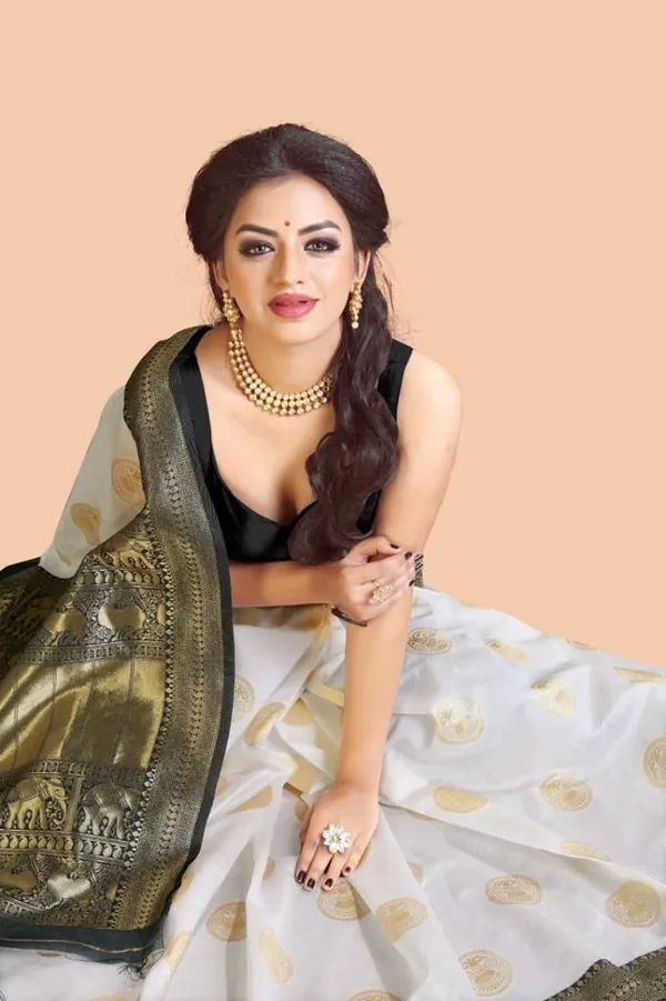 Premium_Soft_Lichi_Silk_White_&_Black_Saree_with_Golden_Jacquard_Zari_Work_&_Rich_Designer_Pallu