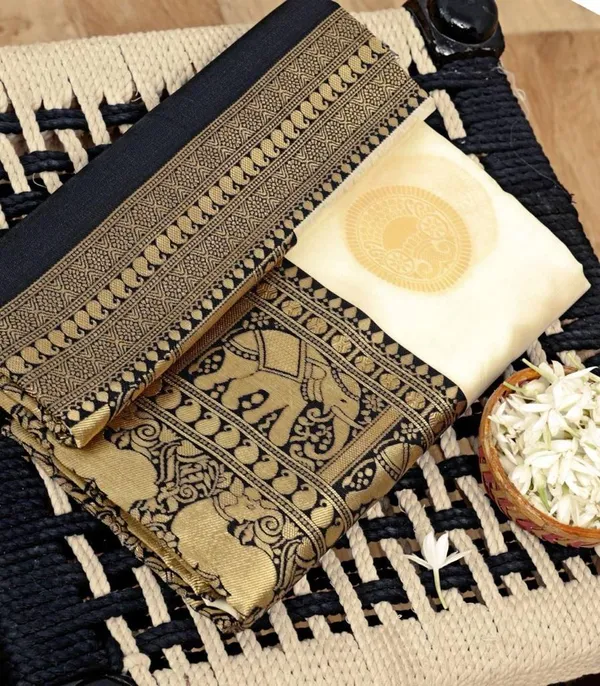 Premium_Soft_Lichi_Silk_White_&_Black_Saree_with_Golden_Jacquard_Zari_Work_&_Rich_Designer_Pallu