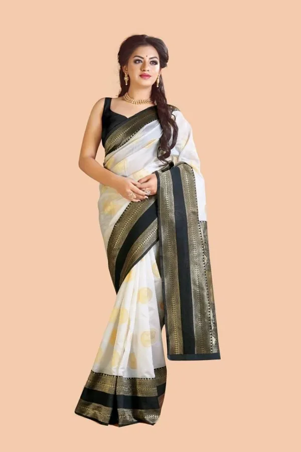 Premium_Soft_Lichi_Silk_White_&_Black_Saree_with_Golden_Jacquard_Zari_Work_&_Rich_Designer_Pallu