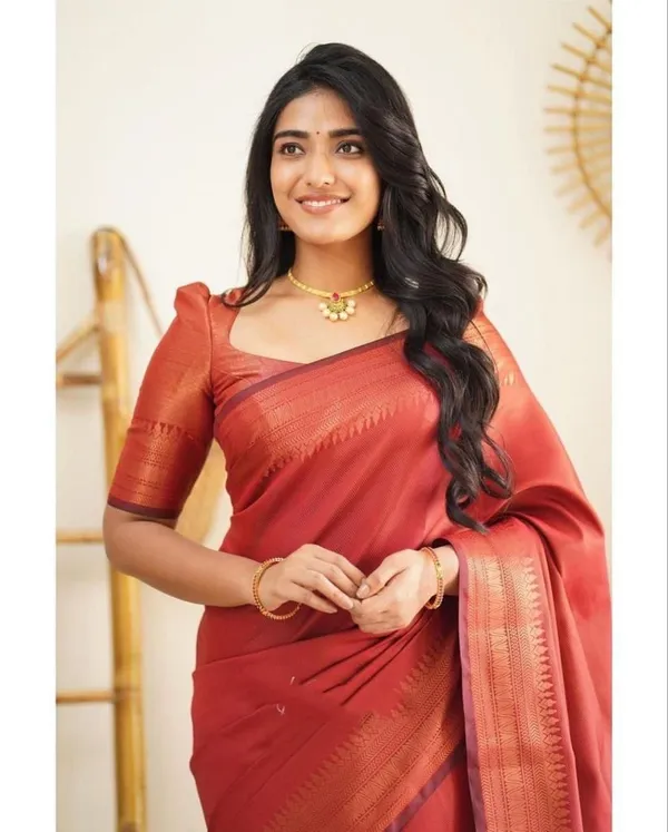 Premium_Soft_Lilan_Slab_Saree_in_Coral_Red_with_Rich_Golden_Woven_Border