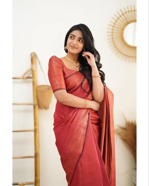 Premium_Soft_Lilan_Slab_Saree_in_Coral_Red_with_Rich_Golden_Woven_Border