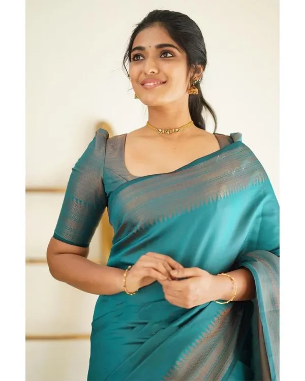 Premium_Soft_Lilan_Slab_Saree_in_Teal_Blue_with_Elegant_Silver-Grey_Weaving