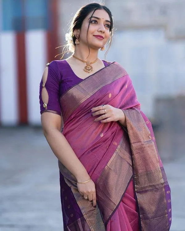Premium_Soft_Lilan_Slab_Saree_with_Golden_Woven_Border_&_Rich_Weaving_Pallu_–_Pink_&_Purple