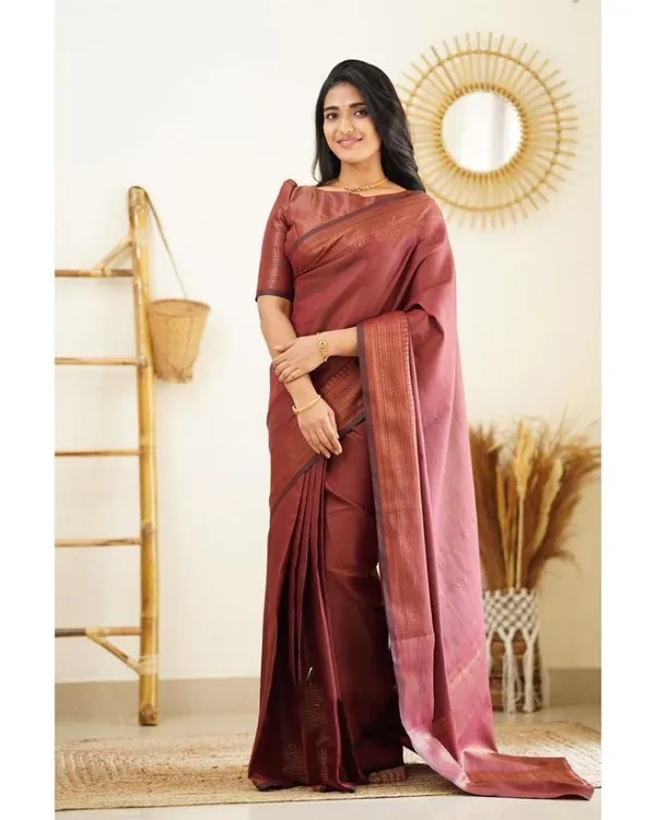Premium_Soft_Lilan_Slab_Saree_with_Rich_Golden_Weaving_&_Designer_Border