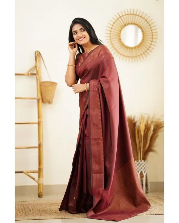 Premium_Soft_Lilan_Slab_Saree_with_Rich_Golden_Weaving_&_Designer_Border
