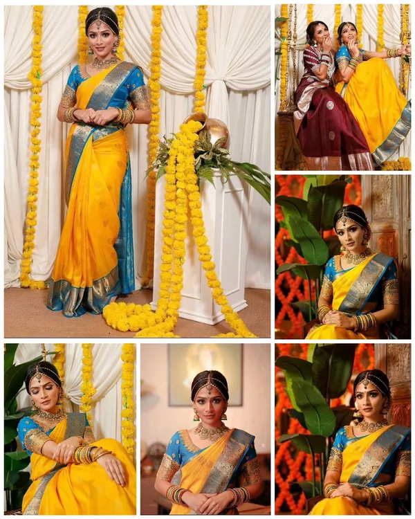 Premium_Yellow_&_Teal_Blue_Soft_Lichi_Silk_Jacquard_Saree