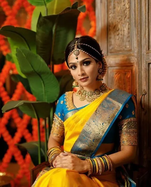 Premium_Yellow_&_Teal_Blue_Soft_Lichi_Silk_Jacquard_Saree
