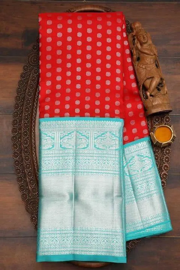 Red_&_Aqua_Blue_Soft_Lichi_Silk_Saree_with_Rich_Jacquard_Pallu_&_Designer_Border