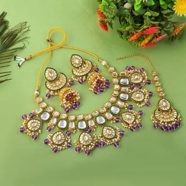 Regal_Purple_Kundan_Necklace_Set_With_Jhumka_Earrings_&_Maang_Tikka_For_Weddings_&_Festive_Occasions