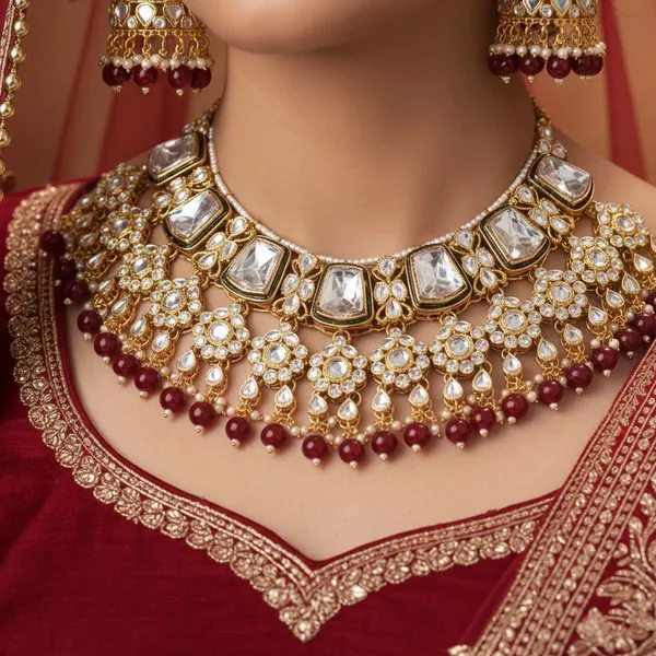 Rich_Maroon_Color_Kundan_Necklace_Set_with_Maang_Tikka_&_Jhumka_Earrings_for_Bridal,_Wedding_&_Festive_Wear