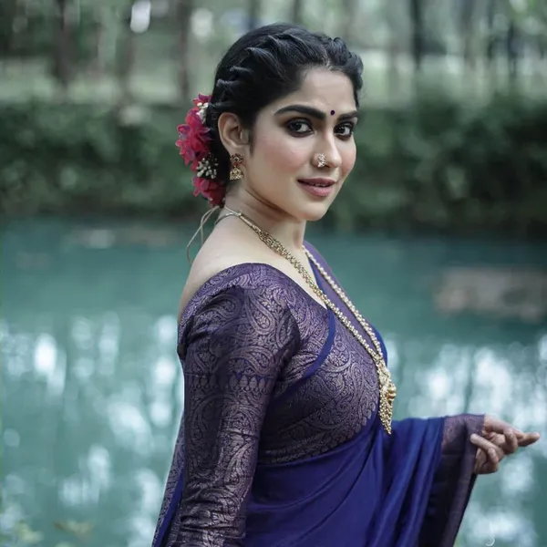 Royal_Navy_Blue_Lichi_Silk_Saree_with_Rich_Jacquard_Pallu