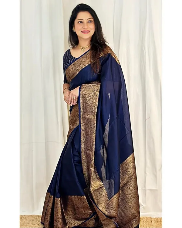 Royal_Navy_Blue_Lichi_Silk_Saree_with_Rich_Jacquard_Pallu