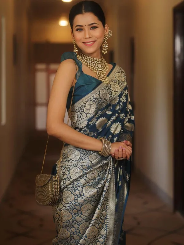 Royal_Navy_Blue_Soft_Lichi_Silk_Saree_with_All-Over_Floral_Jacquard,_Rich_Zari_Pallu_&_Designer_Border