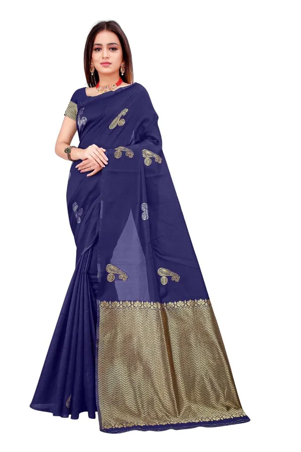 Royal_Navy_Blue_Soft_Lichi_Silk_Saree_with_Rich_Jacquard_Pallu_&_All-Over_Paisley_Work