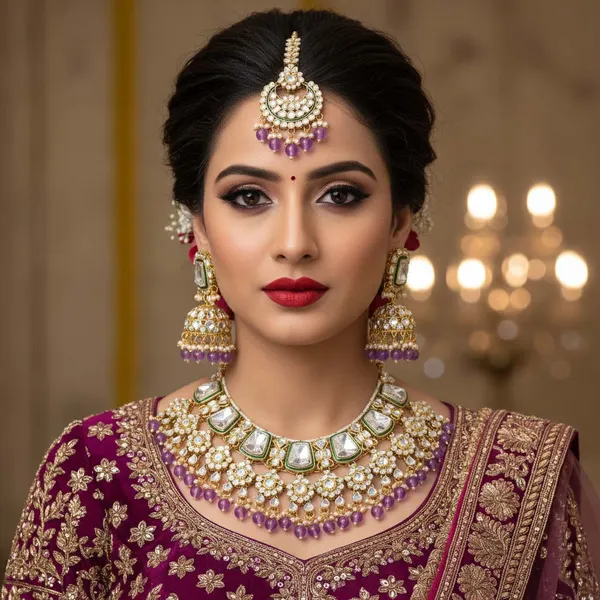 Royal_Purple_Kundan_Bridal_Necklace_Set_with_Maang_Tikka_&_Jhumka_Earrings_|_Gold_Plated_Traditional_Wedding_Jewellery